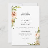 Elegant Botanical Forest Floral Wedding Invitation Kaart (Voorkant)