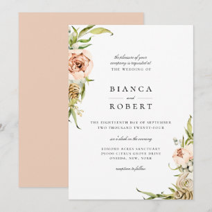 Elegant Botanical Forest Floral Wedding Invitation Kaart