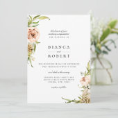 Elegant Botanical Forest Floral Wedding Invitation Kaart (Staand voorkant)