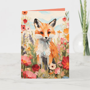 Elegant Botanical Fox Gevouwen Wenskaart Kaart
