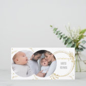 Elegant Botanical Gold 2 Fotogeboorte Aankondiging (Staand voorkant)