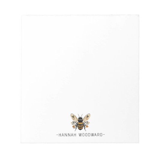 Elegant Botanical Gold Bee Personalized  Notitieblok (Voorkant)