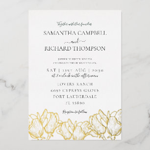Elegant Botanical Gold Foil Wedding Folie Uitnodiging