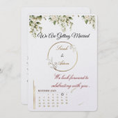 Elegant botanical gold frame save the date card Kaart (Voorkant / Achterkant)