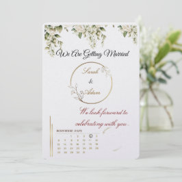  Elegant botanical gold frame save the date card Kaart