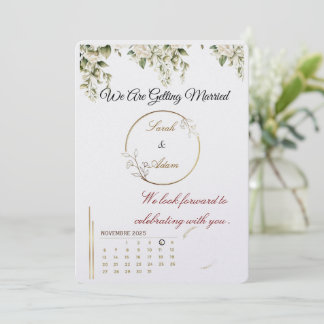  Elegant botanical gold frame save the date card Kaart
