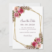 Elegant Botanical Gold Greenery Floral Waterverf Save The Date (Voorkant)