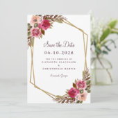 Elegant Botanical Gold Greenery Floral Waterverf Save The Date (Staand voorkant)