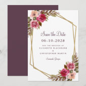 Elegant Botanical Gold Greenery Floral Waterverf Save The Date (Voorkant / Achterkant)