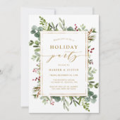 Elegant Botanical Gold Holiday Party Flat Kaart (Voorkant)