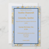 ELEGANT BOTANICAL GOLD PERIWINKLE NAVY WEDDING KAART (Voorkant)