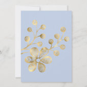 ELEGANT BOTANICAL GOLD PERIWINKLE NAVY WEDDING KAART (Achterkant)