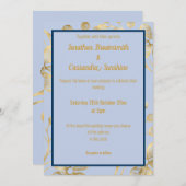 ELEGANT BOTANICAL GOLD PERIWINKLE NAVY WEDDING KAART (Voorkant / Achterkant)