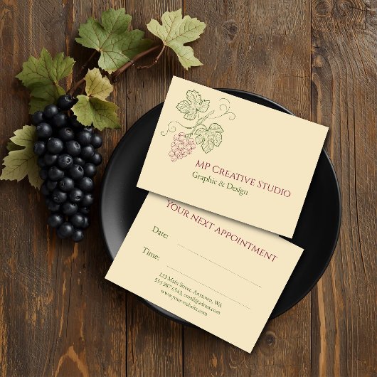 Elegant Botanical Grapevine Design Afsprakenkaartje