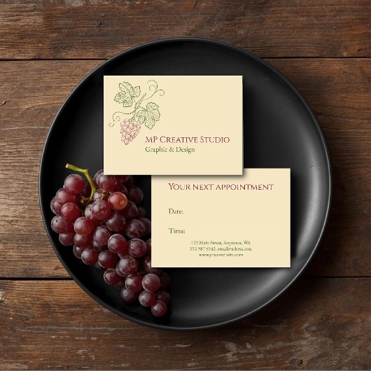 Elegant Botanical Grapevine Design Afsprakenkaartje