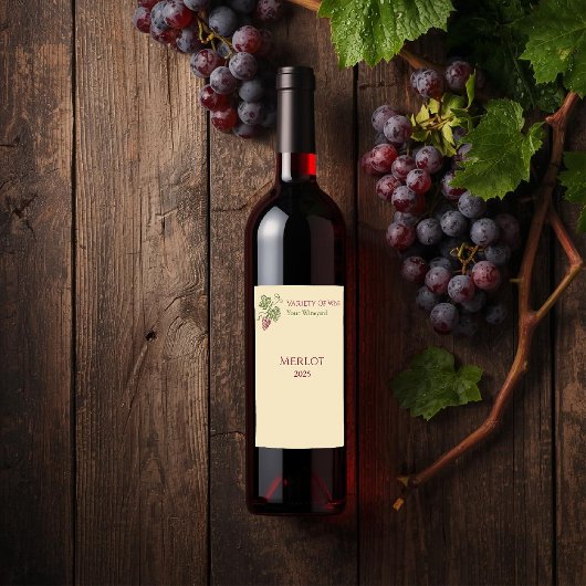 Elegant Botanical Grapevine Design Wijn Etiket
