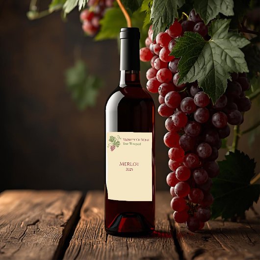 Elegant Botanical Grapevine Design Wijn Etiket
