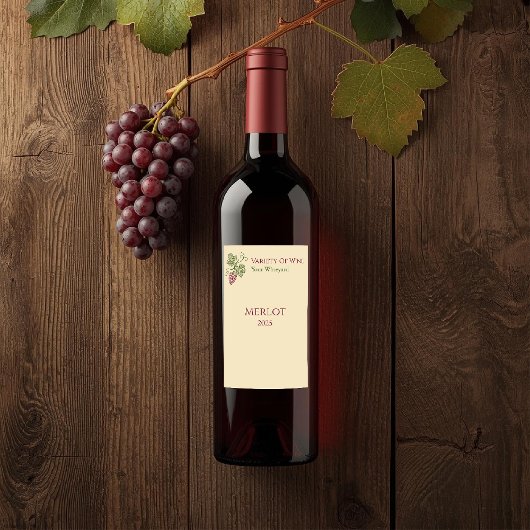 Elegant Botanical Grapevine Design Wijn Etiket
