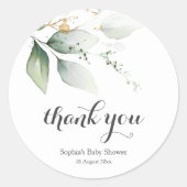 Elegant Botanical Green Gold Dank je Sticker (Voorkant)