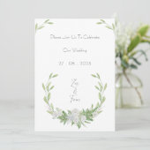 Elegant Botanical Green Leaves Nature Invitation Kaart (Staand voorkant)