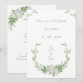 Elegant Botanical Green Leaves Nature Invitation Kaart (Voorkant / Achterkant)