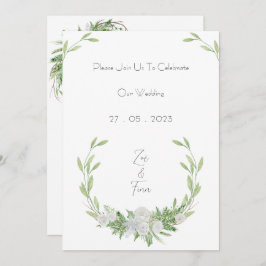 Elegant Botanical Green Leaves Nature Invitation Kaart