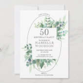 Elegant Botanical Greenery 50th Birthday Kaart (Voorkant)