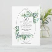 Elegant Botanical Greenery 50th Birthday Kaart (Staand voorkant)
