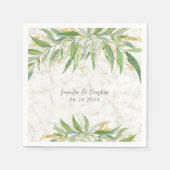 Elegant Botanical Greenery and Marble Wedding Napk Servet (Voorkant)