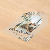 Elegant Botanical Greenery Arch Christmas Card Acryl Uitnodigingen (Laagn)