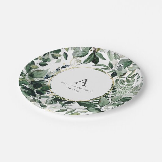 Elegant Botanical Greenery Bridal Brunch Papieren Bordje (Gekanteld)