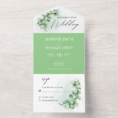 Elegant Botanical Greenery Eucalyptus Wedding All In One Uitnodiging (Binnen)