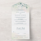 Elegant Botanical Greenery Eucalyptus Wedding All In One Uitnodiging (Binnen)