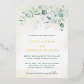 Elegant Botanical Greenery Eucalyptus Wedding Gold Folie Uitnodiging (Voorkant)