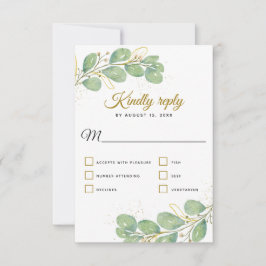 Elegant Botanical Greenery Eucalyptus Wedding RSVP Kaartje