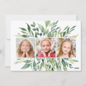 Elegant Botanical Greenery Family Foto Modern Feestdagenkaart (Voorkant)