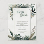 Elegant Botanical Greenery Finer Details Wedding Informatiekaartje (Voorkant)