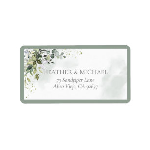 Elegant Botanical Greenery Floral Return Address Etiket