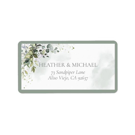 Elegant Botanical Greenery Floral Return Address Etiket (Voorkant)