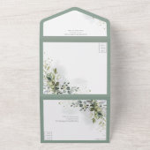 Elegant Botanical Greenery Floral Waterverf All In One Uitnodiging (Buitenkant)