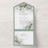 Elegant Botanical Greenery Floral Waterverf All In One Uitnodiging (Binnen)