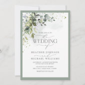 Elegant Botanical Greenery Floral Waterverf Foto Kaart (Voorkant)