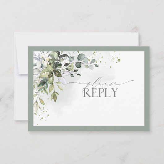 Elegant Botanical Greenery Floral Waterverf RSVP (Voorkant)