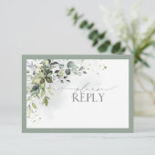 Elegant Botanical Greenery Floral Waterverf RSVP (Staand voorkant)