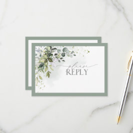 Elegant Botanical Greenery Floral Waterverf RSVP Kaartje