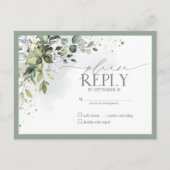 Elegant Botanical Greenery Floral Waterverf RSVP Uitnodiging Briefkaart (Voorkant)