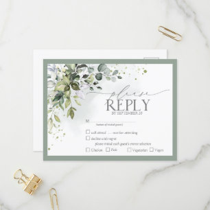 Elegant Botanical Greenery Floral Waterverf RSVP Uitnodiging Briefkaart