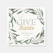Elegant Botanical Greenery geeft Bedankt familiena Servet (Voorkant)
