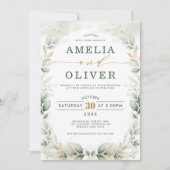 Elegant Botanical Greenery Gold Garden Wedding Kaart (Voorkant)