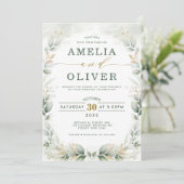 Elegant Botanical Greenery Gold Garden Wedding Kaart (Staand voorkant)